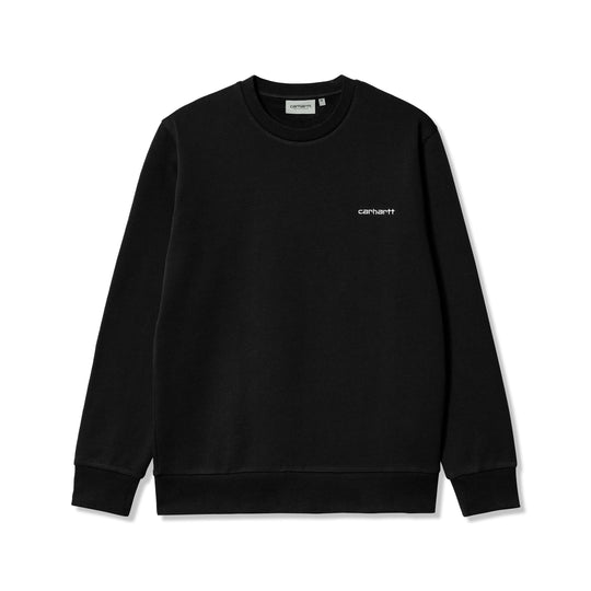 Script Embroidery Crewneck Sweatshirt, Black / White