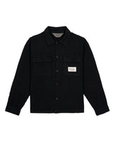 Waffle Button Front Shirt, Black