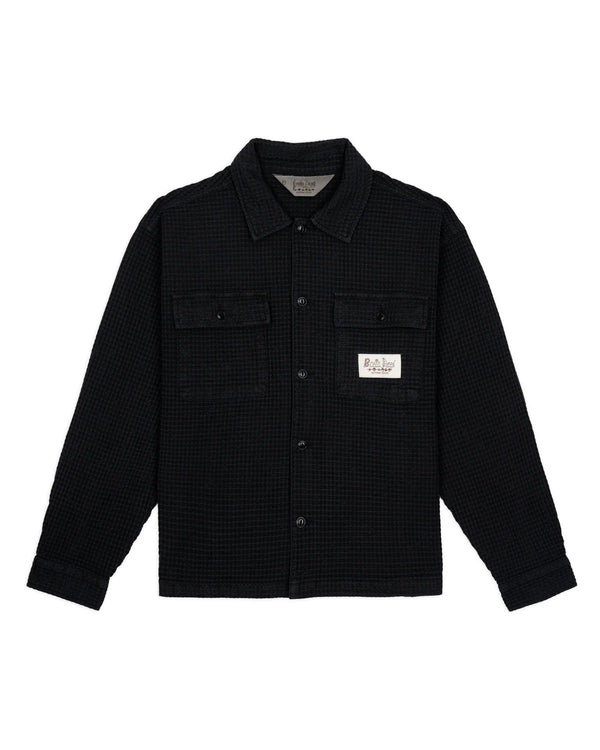 Brain Dead Waffle Button Front Shirt, Black