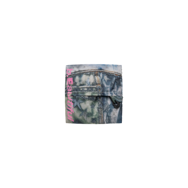b.Eautiful Star Denim Reusable Bag Mini, Grey / Pink