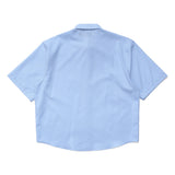 Micro Grid Oversized Button Up Shirt, Sky