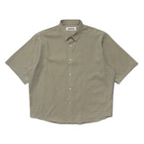 Micro Grid Oversized Button Up Shirt, Green