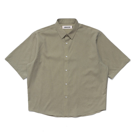Micro Grid Oversized Button Up Shirt, Green