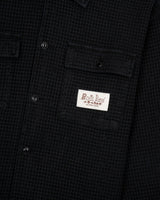 Waffle Button Front Shirt, Black
