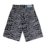 Croc Print Denim Shorts, Black