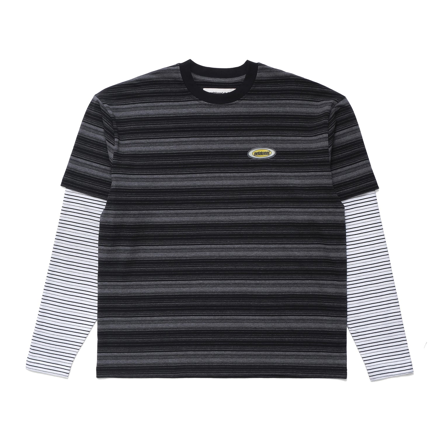 Double Layer Striped Tee, Black