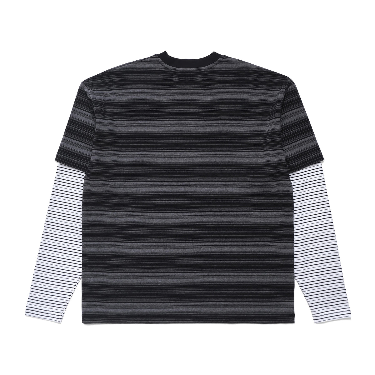Double Layer Striped Tee, Black