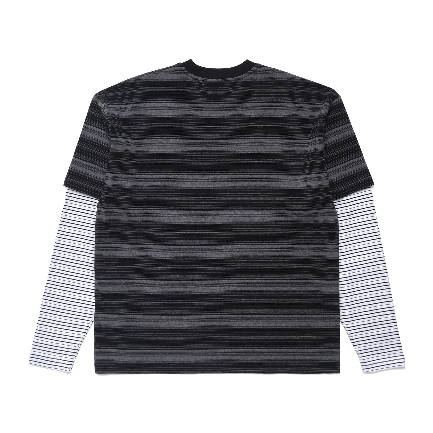 Double Layer Striped Tee, Black