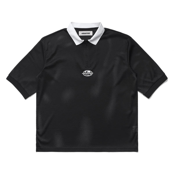 Metalwood Quarter Zip Jersey Polo, Black