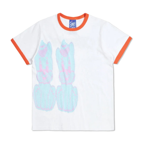 Slinky Cutie Ringer Unisex Tee, White