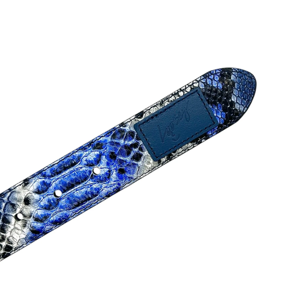 Loosey Premium Snakeskin Belt, Blue