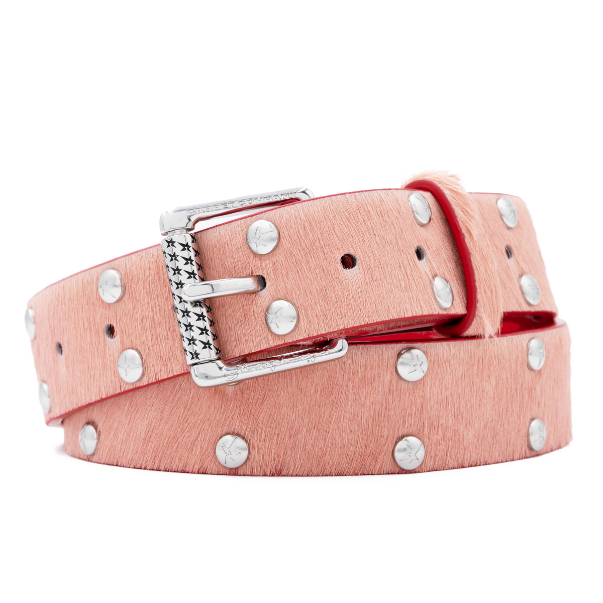 Pony Hair Studded Belt, Pink