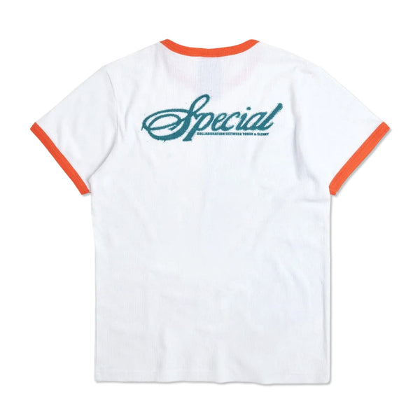 Slinky Cutie Ringer Unisex Tee, White