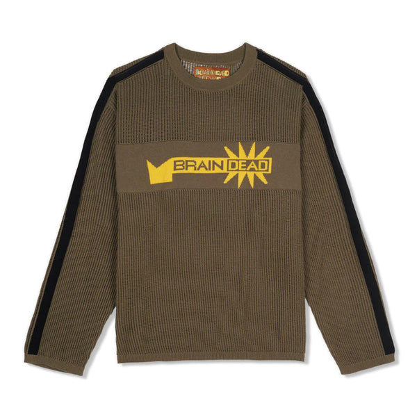 Brain Dead Long Sleeve Mesh Sweater, Green