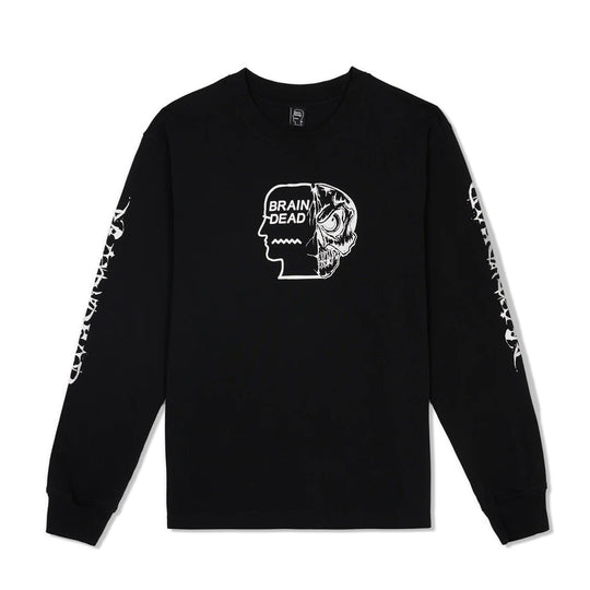 Skull Mech Long Sleeve Tee, Black