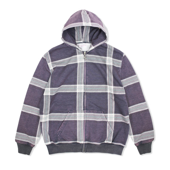Crib Checked Zip-Thru Hood, Blue