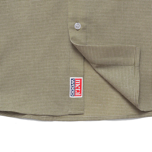 Metalwood Micro Grid Oversized Button Up Shirt, Green