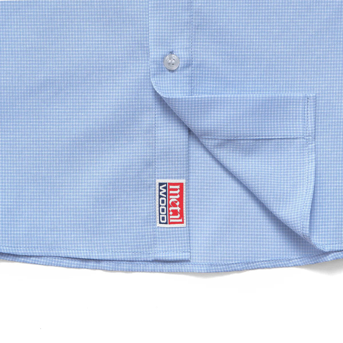 Micro Grid Oversized Button Up Shirt, Sky