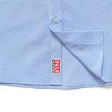 Micro Grid Oversized Button Up Shirt, Sky
