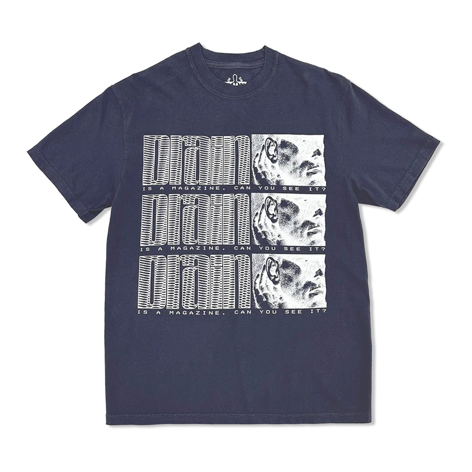 'Drain Is A Magazine' Tee Designed By Ed Davis, Navy