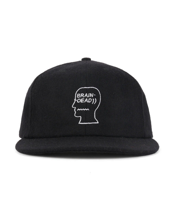 Brain Dead Flannel Logohead Six Panel Hat, Black