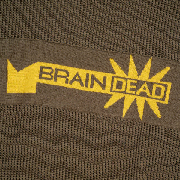 Brain Dead Long Sleeve Mesh Sweater, Green