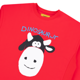 Dino Jr Cow Crewneck, Red