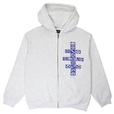 Kollaasi Zip-Thru Pullover Hood, White Marle