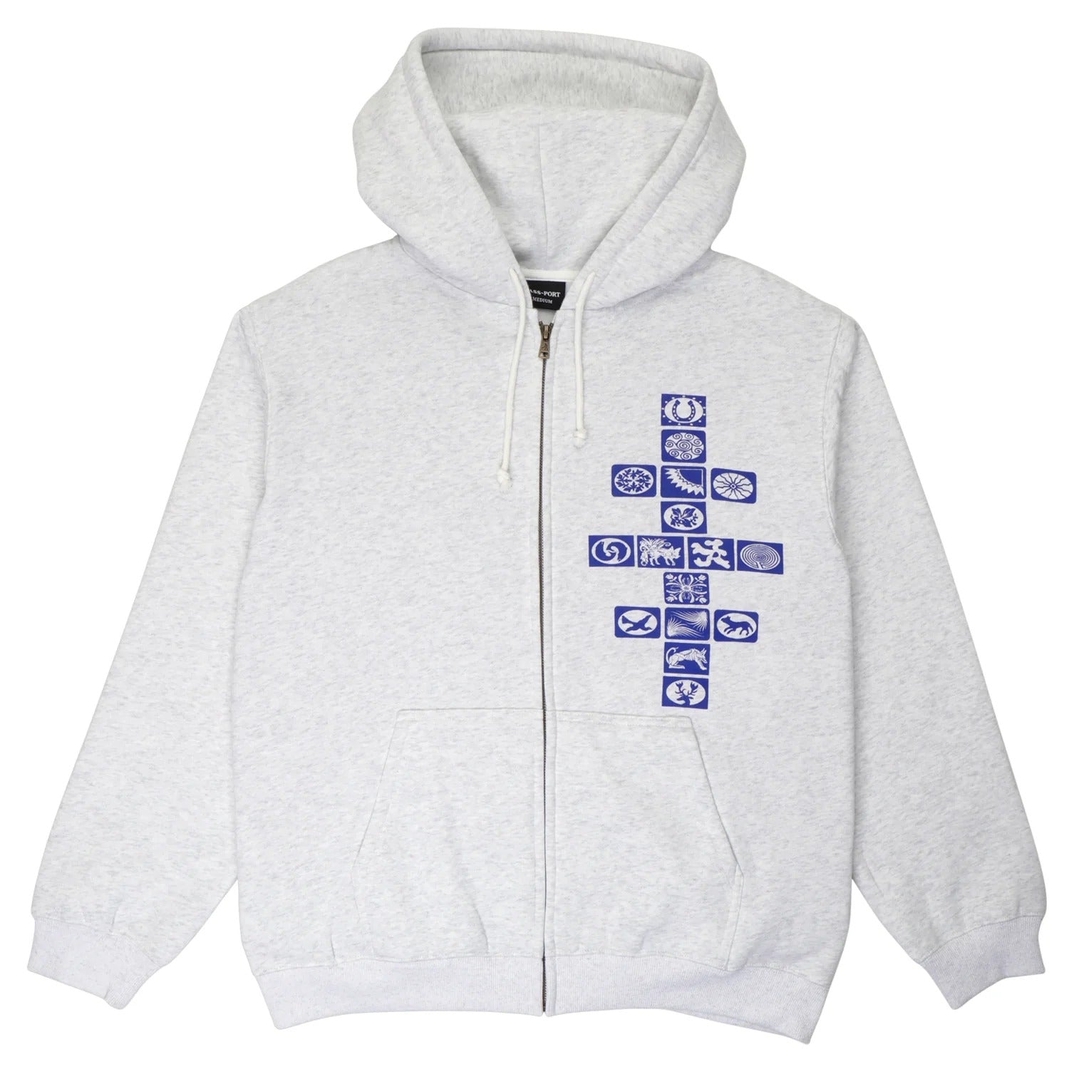 Kollaasi Zip-Thru Pullover Hood, White Marle