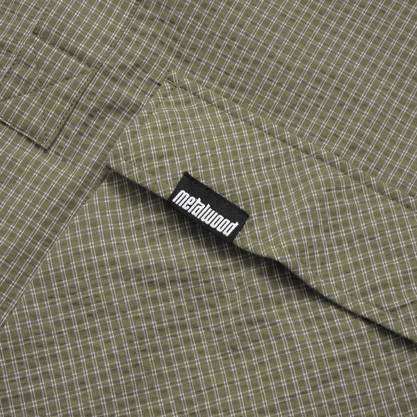 Metalwood Plaid Tactical Overshirt, Green/White