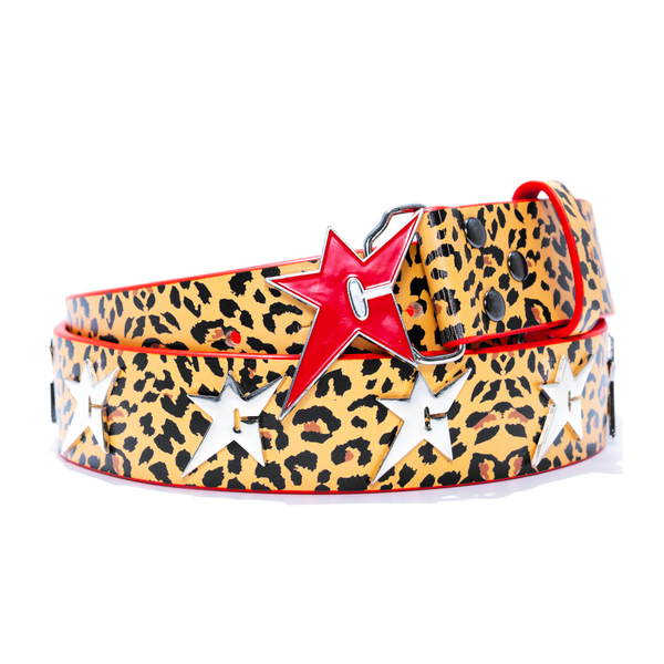 Carpet Company Leather Belt W / Buckle, cheetah