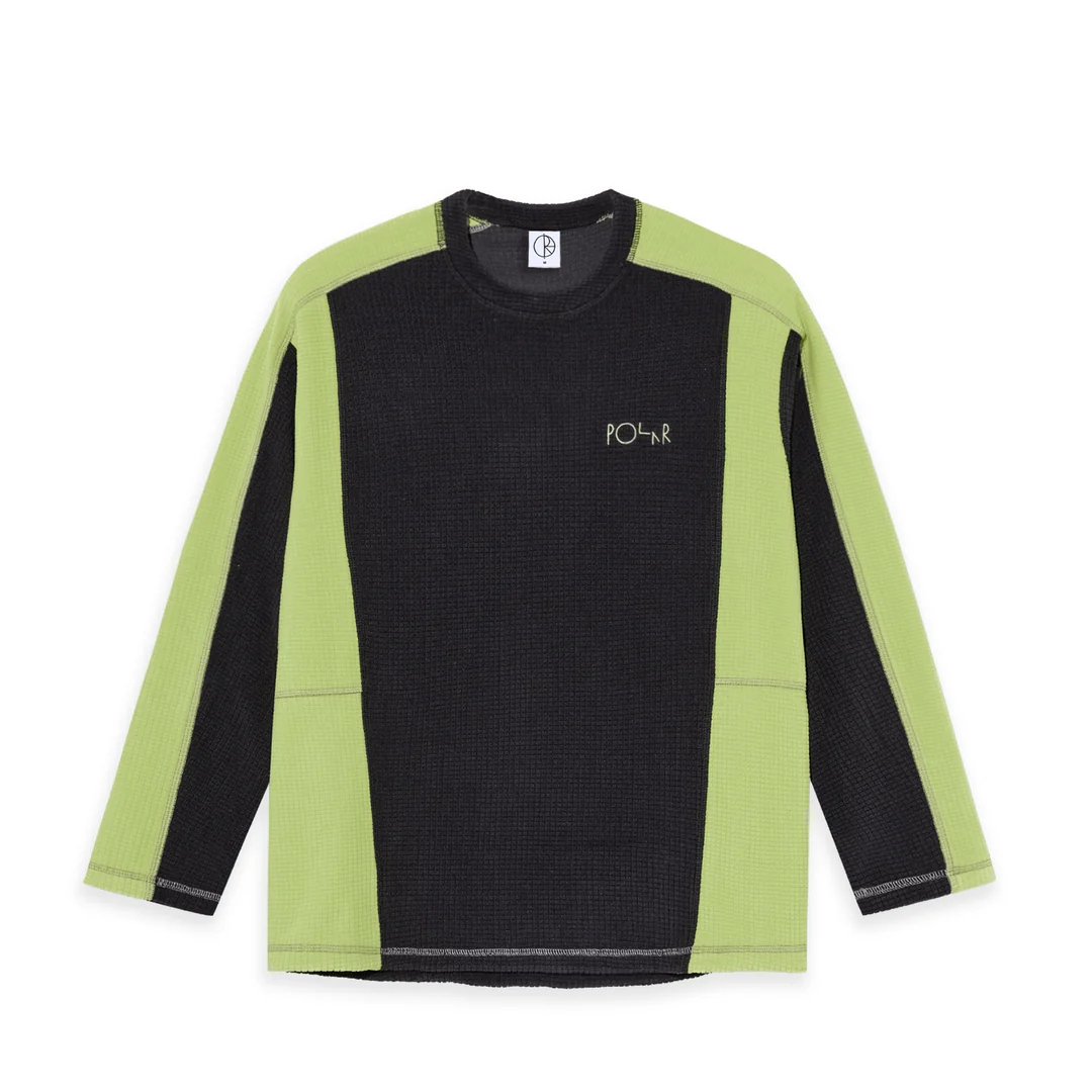 Grid Fleece Sweater, Black / Chartreuse