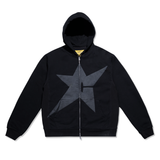 Puff Print Zip-Thru Pullover, Black