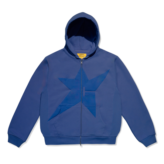 Puff Print Zip-Thru Pullover, Blue