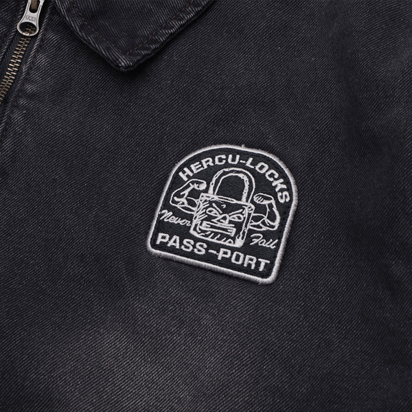 Pass~Port Hercu~locks Recycled Denim Freight Jacket, Washed Black