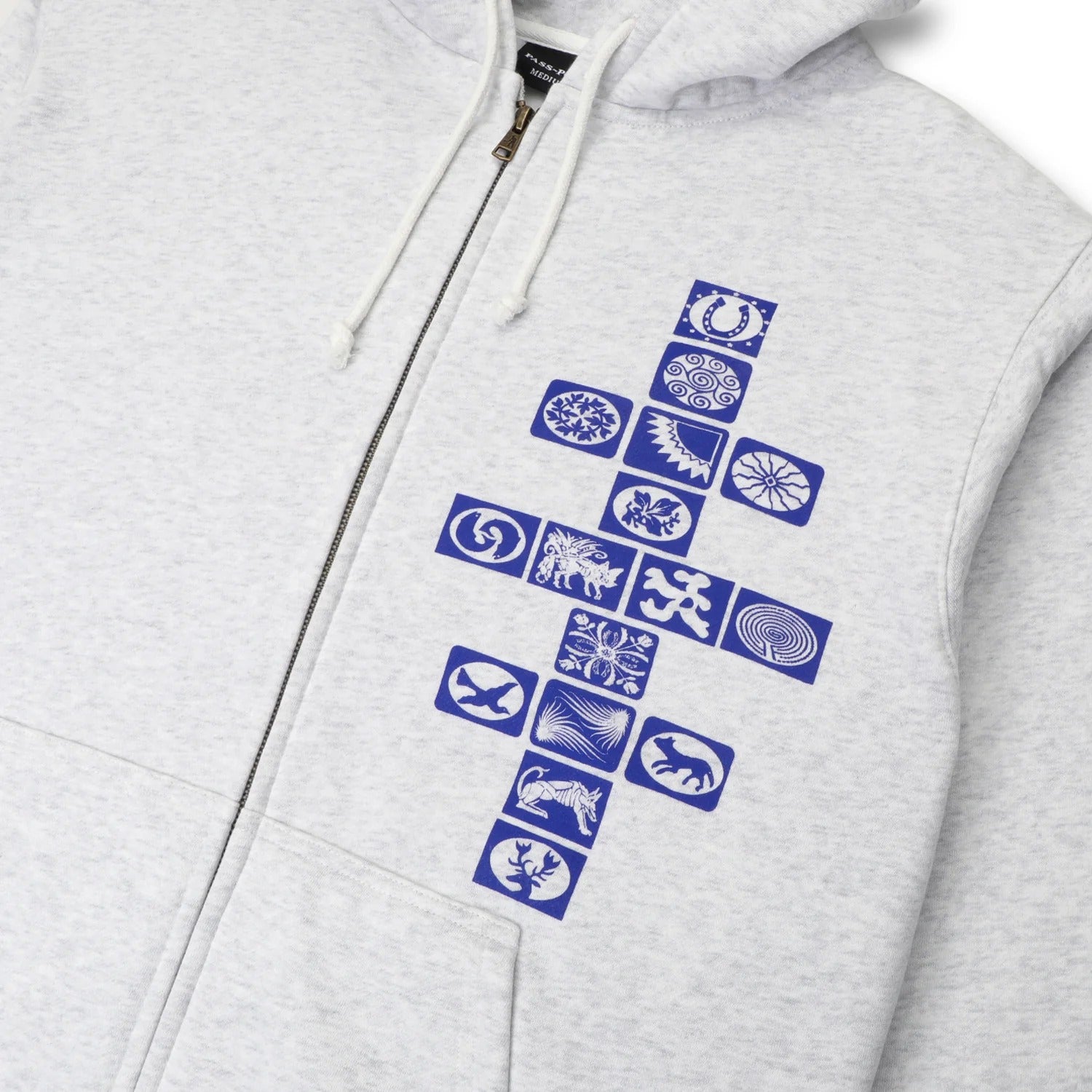 Kollaasi Zip-Thru Pullover Hood, White Marle