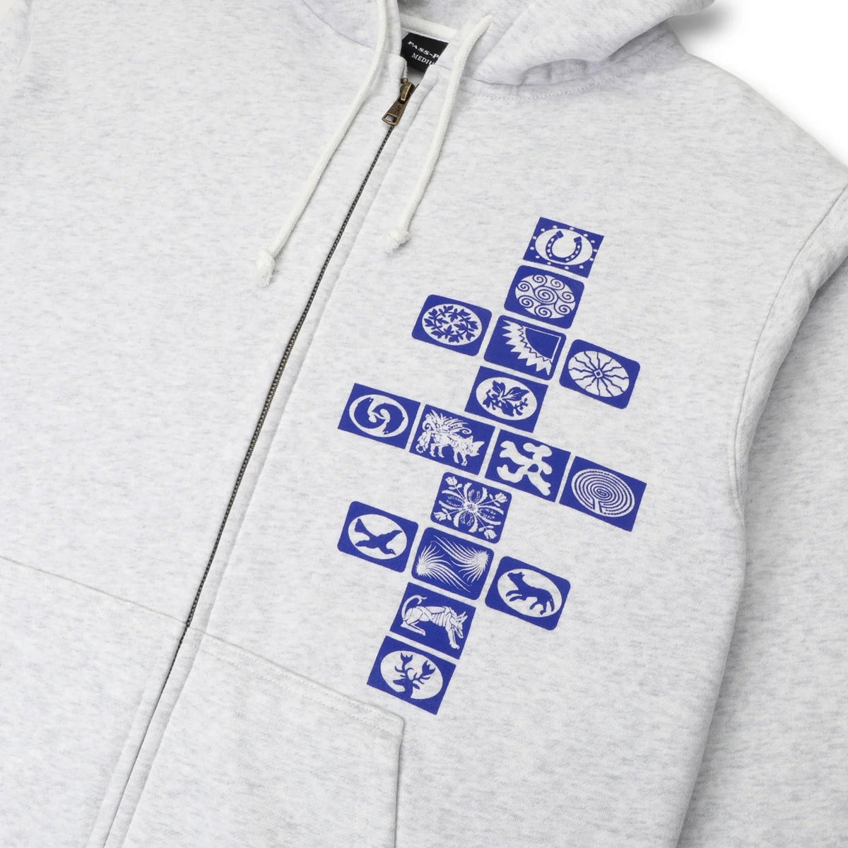 Kollaasi Zip-Thru Pullover Hood, White Marle