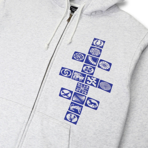Pass~Port Kollaasi Zip-Thru Pullover Hood, White Marle