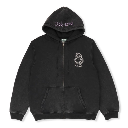 Webbed Bed Zip-Thru Pullover Hood, Acid Black