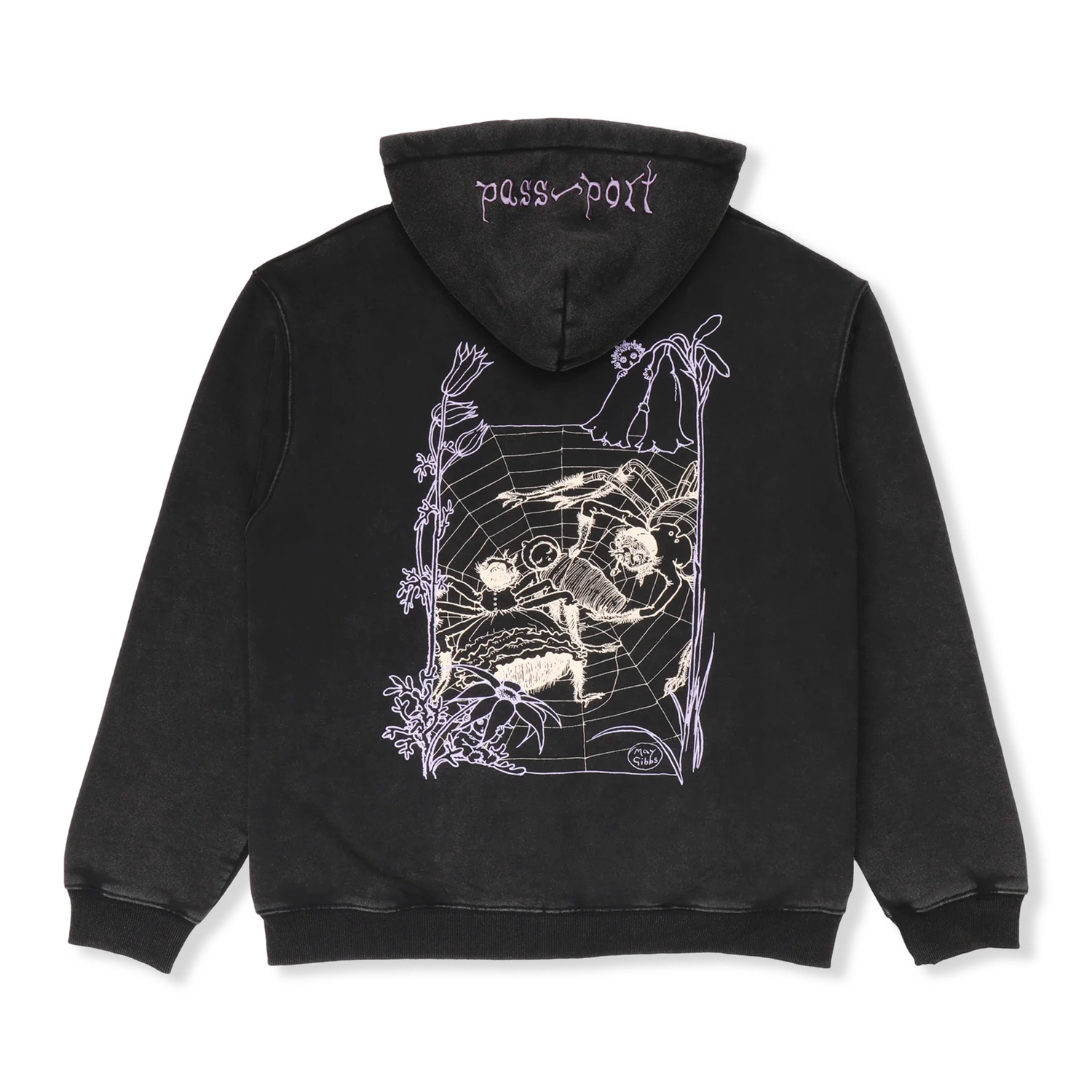 Webbed Bed Zip-Thru Pullover Hood, Acid Black