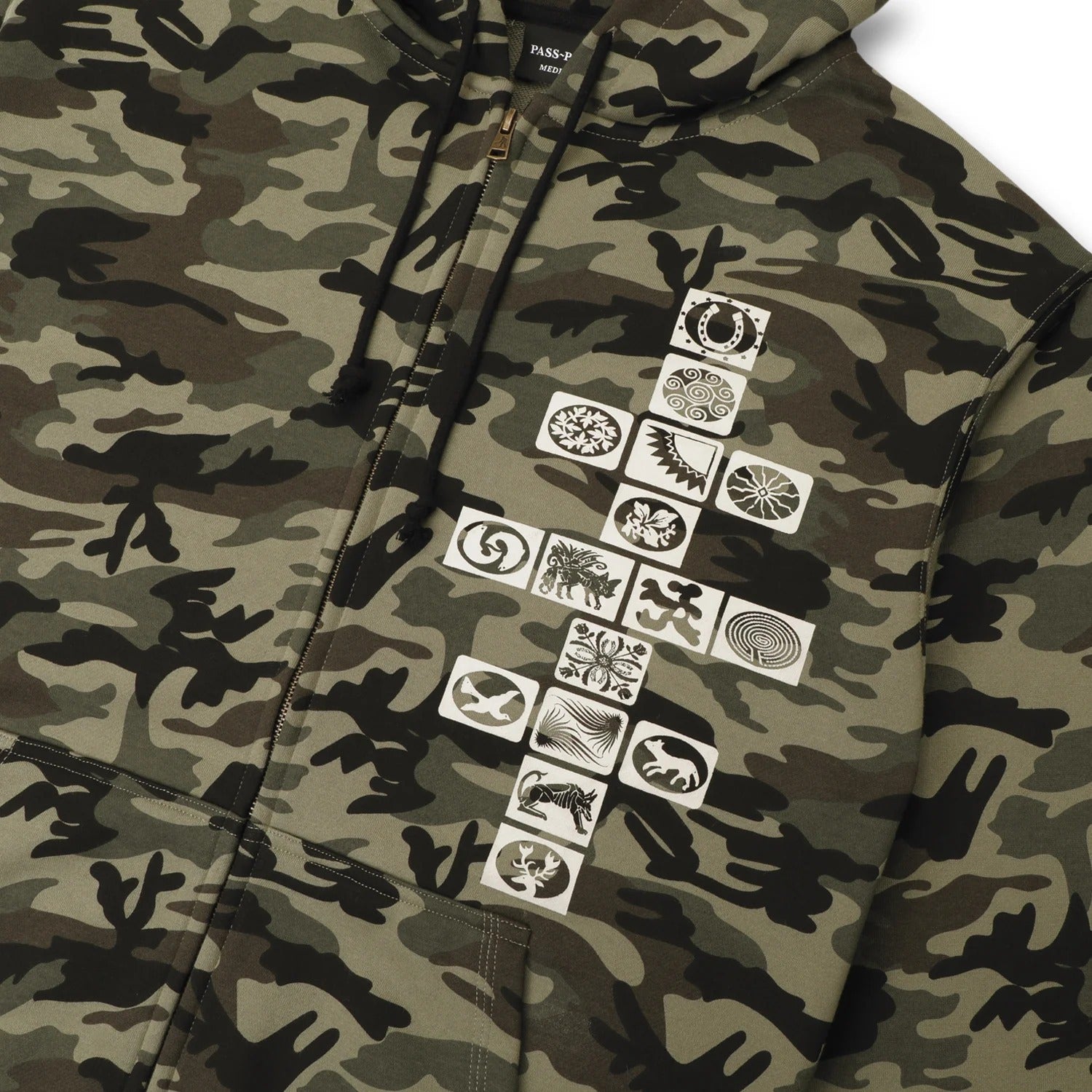Kollaasi Zip-Thru Pullover Hood, Woodland Camo