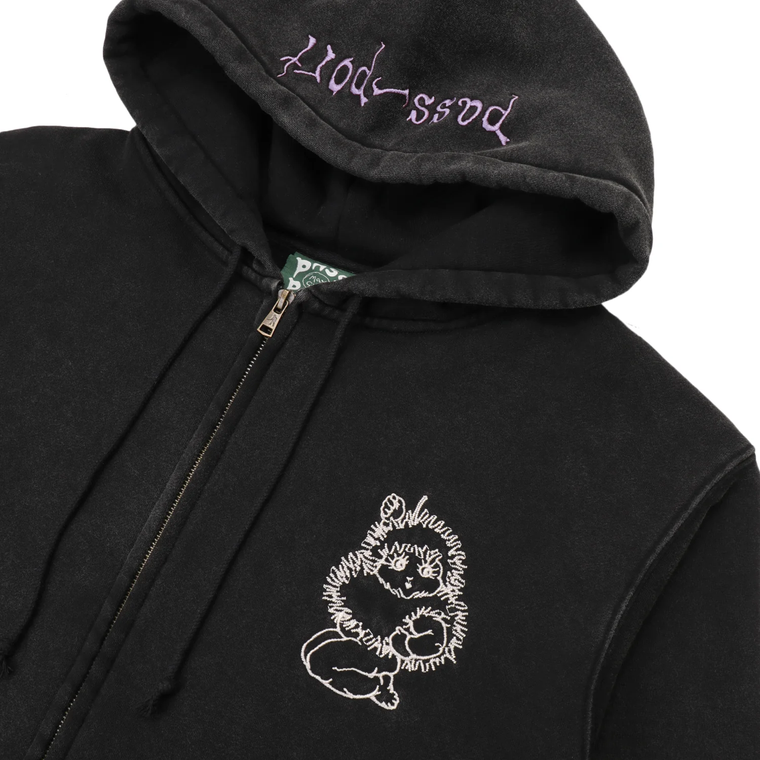 Webbed Bed Zip-Thru Pullover Hood, Acid Black