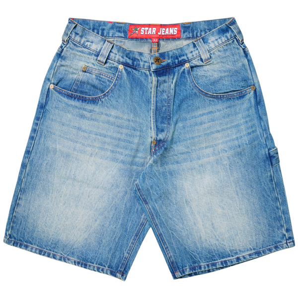 Carpet Company Faded C-Star Denim Shorts, Blue
