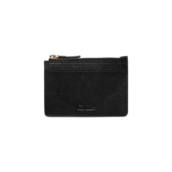 Civilist Zippered Leather Pouch, Black