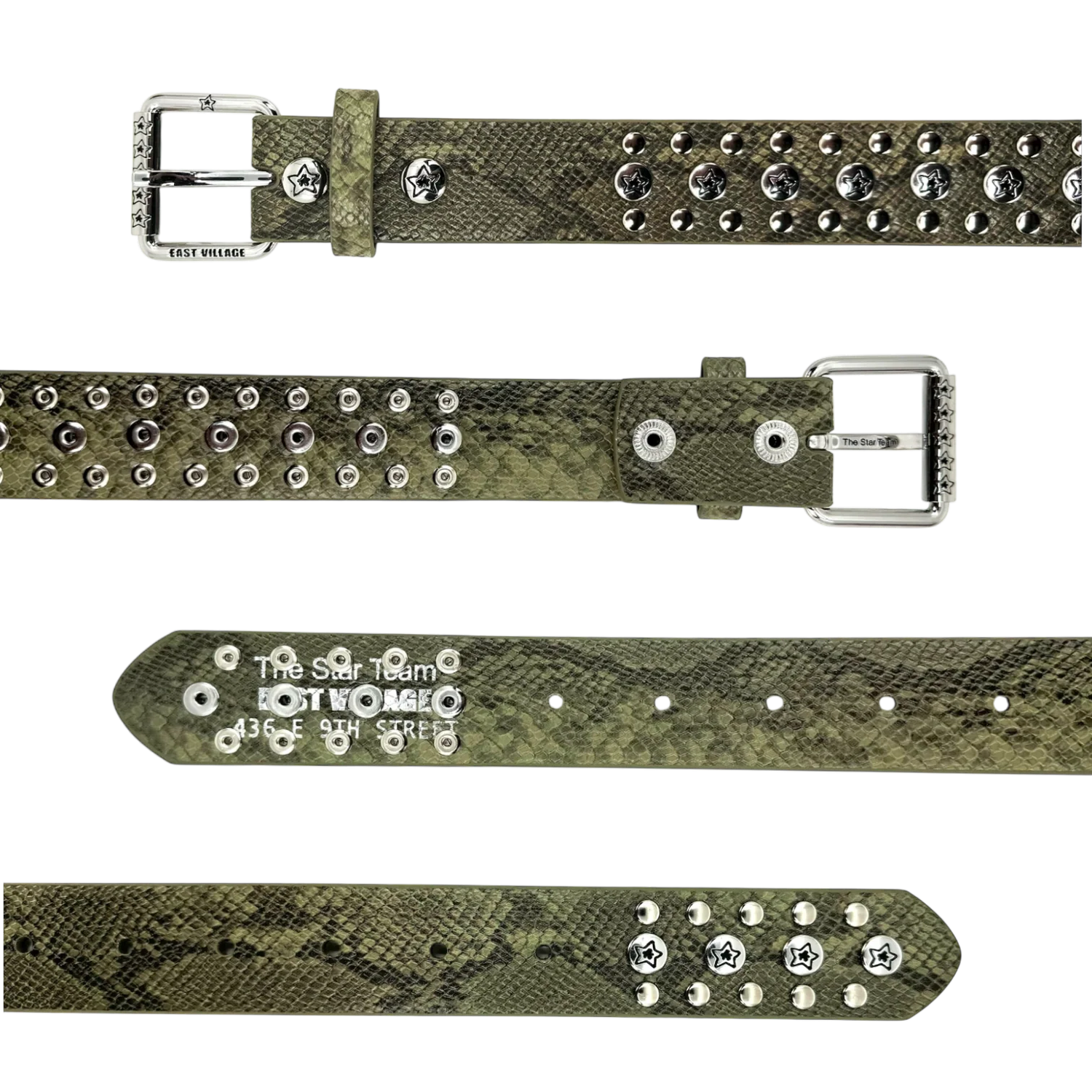 Studded Snake Belt, Olive