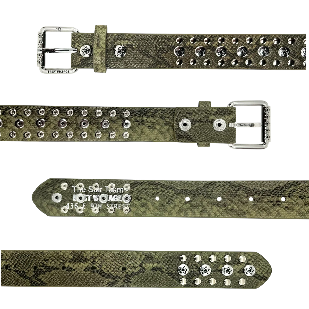 Studded Snake Belt, Olive