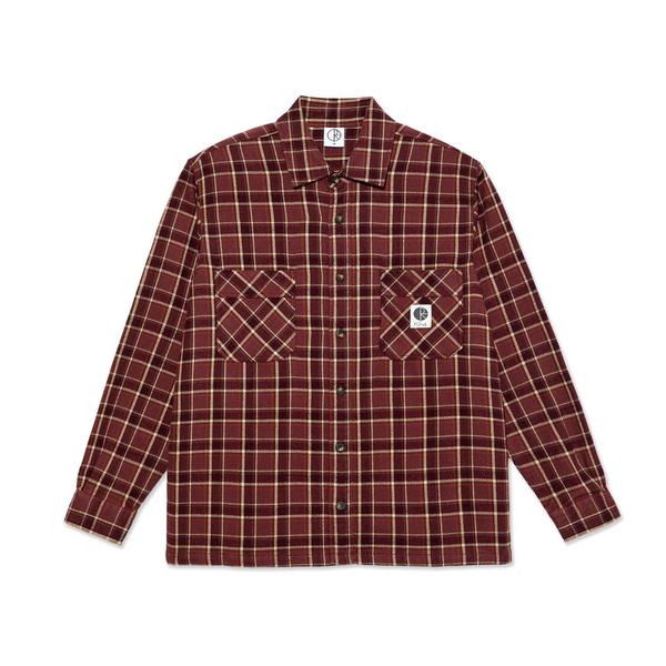Polar Skate Co. Mike L/S Flannel Shirt, Oxblood Check