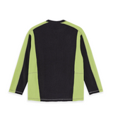 Grid Fleece Sweater, Black / Chartreuse