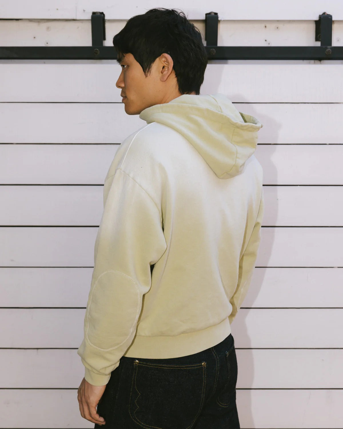 Padded Elbow Zip-Thru Pullover, Sand