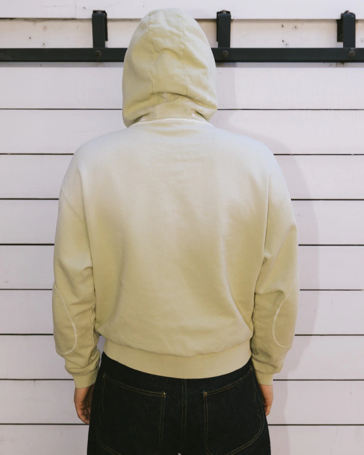 Padded Elbow Zip-Thru Pullover, Sand